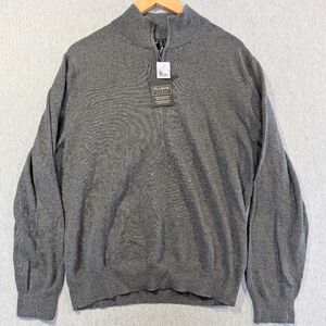 Jos. A. Bank Traveler Sweater Men's Large Gray 1/4 Zip Pima Cotton